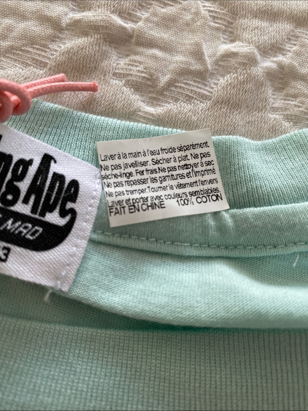 Bape A Bathing Ape Mint Green Logo Tee with Ape Head Graphic NWT unisex - Picture 6 of 10
